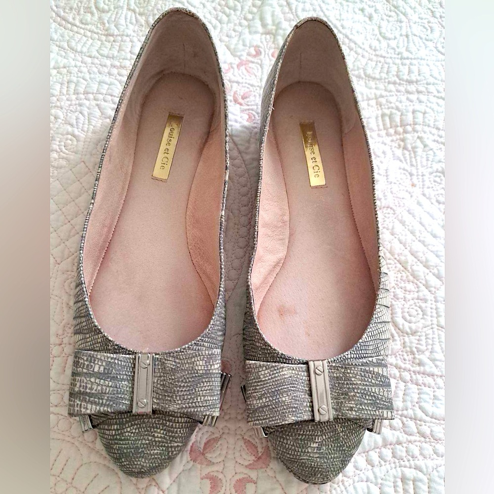 Faux Snakeskin Bow Flats